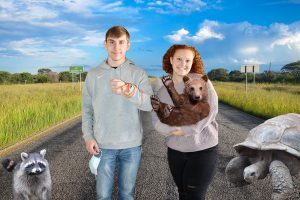 boy and girl photoshopped with animals
