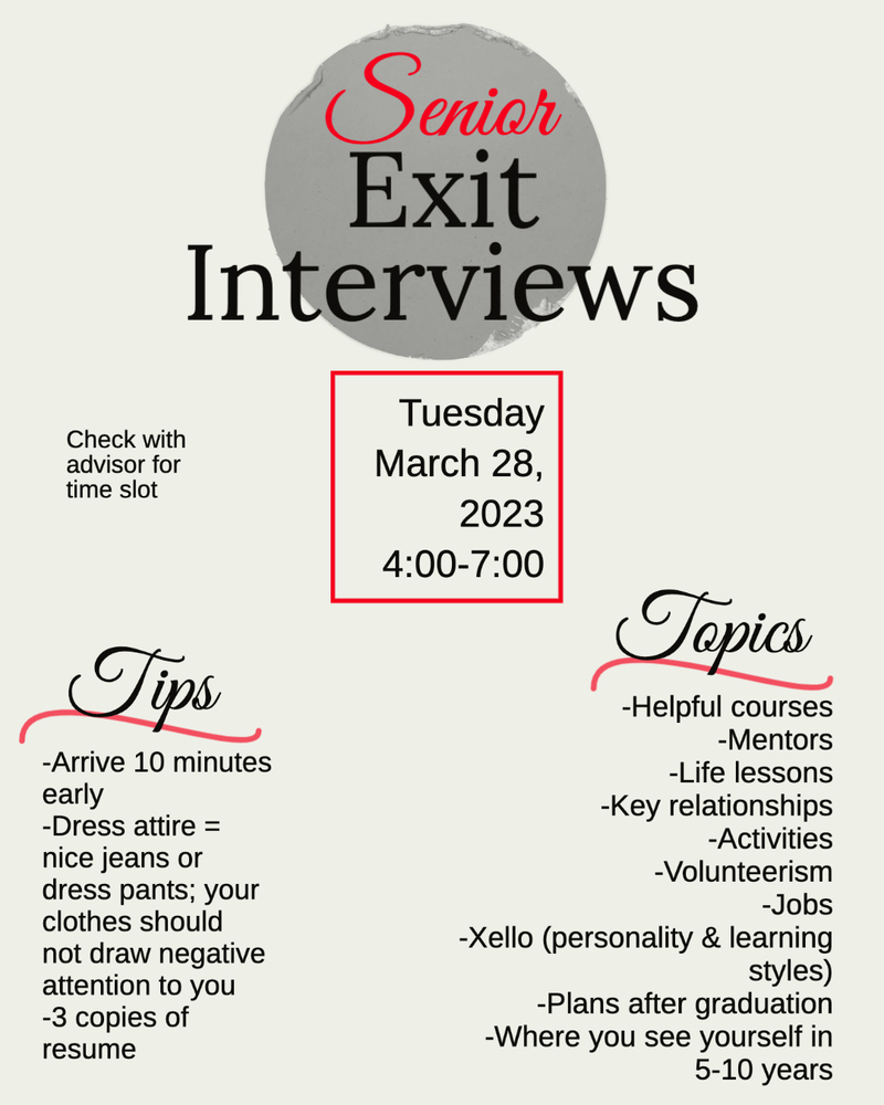 Senior Exit Interviews 2023