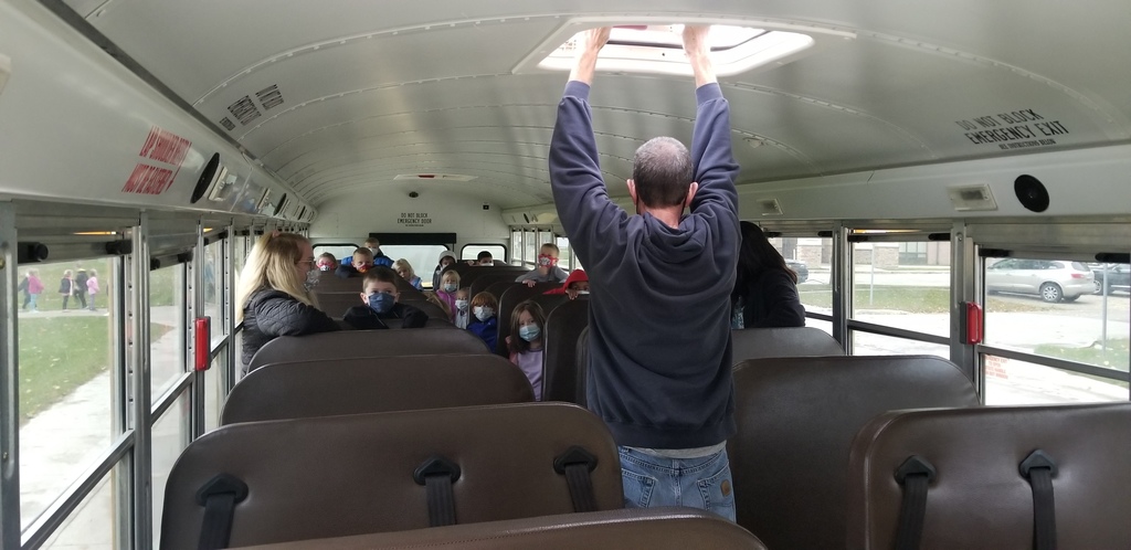 Kindergarten students on the bus