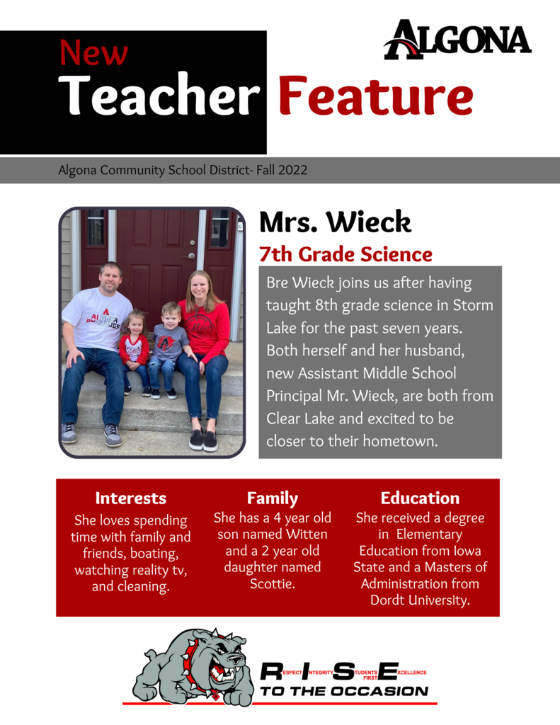 New Teacher- Mrs. Wieck